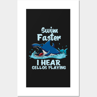 SHARK / SWIMMING: Swim Faster Gift Posters and Art